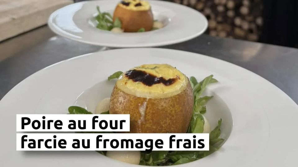 A feu doux : La Vigotte #4 Poire au four farcie au fromage frais
