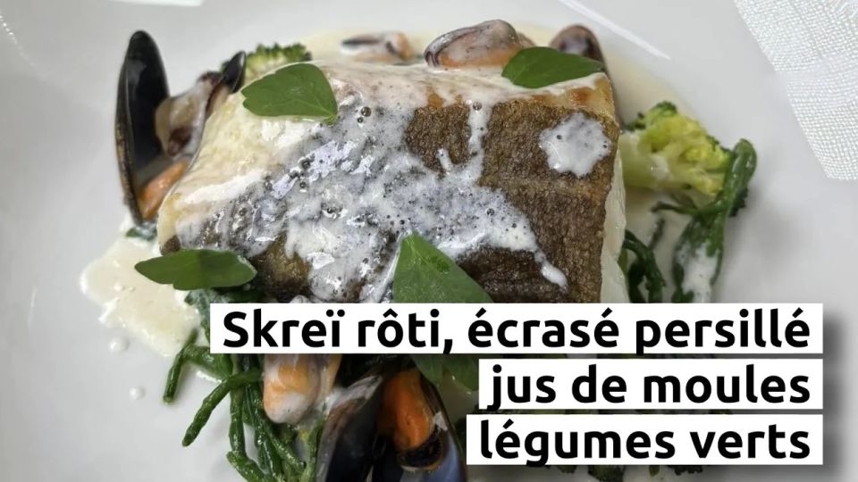 A feu doux : Le Bistrot 25 #03 Skreï rôti, écrasé persillé, jus de moules et légumes verts