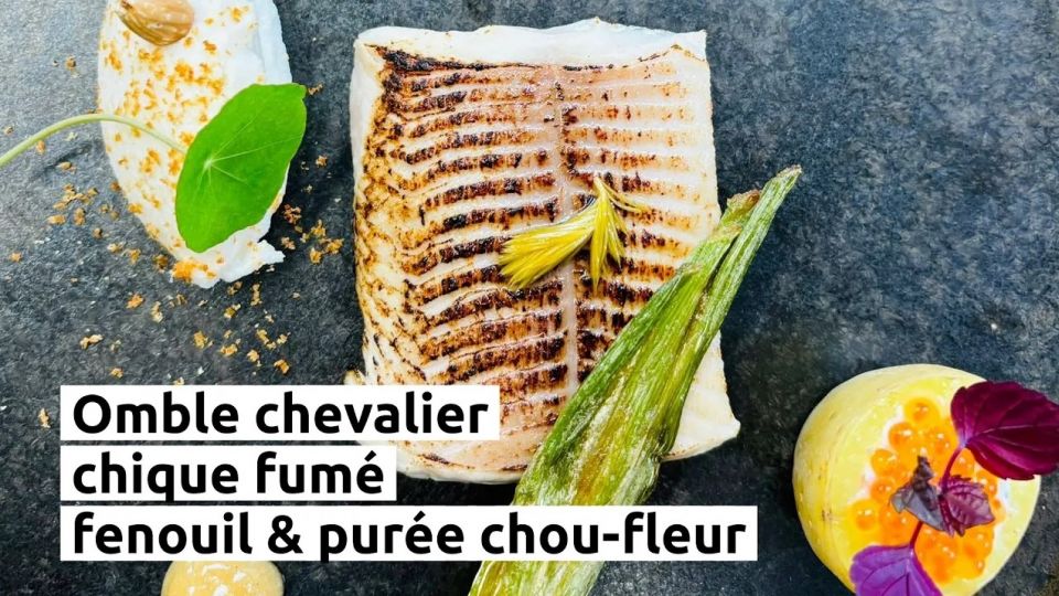 A feu doux : Maison Grandclaude #03 Omble chevalier, chique fumé, fenouil et purée chou-fleur