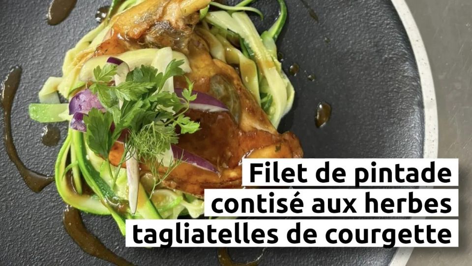 A feu doux : Le Gaigne #03 Filet de pintade contisé aux herbes, tagliatelles de courgette