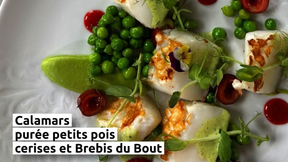 A feu doux : La Résidence #4 Calamars, purée petits pois, cerises et Brebis du Bout