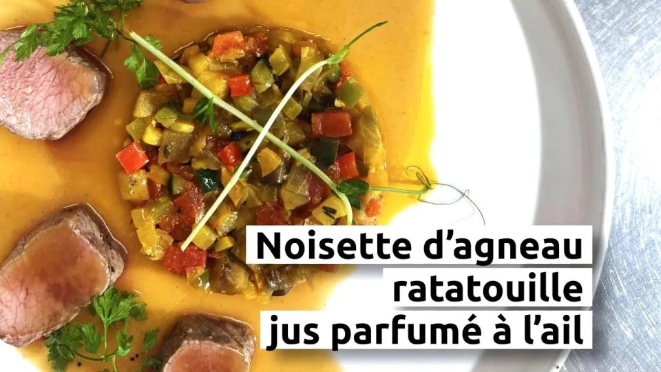 A feu doux : Les Fines Herbes #04 Noisette d’agneau ratatouille et jus parfumé à l’ail