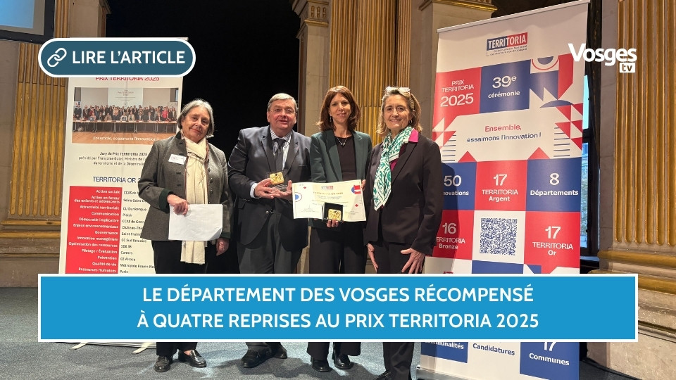 Le Département des Vosges récompensé à quatre reprises au Prix Territoria 2025