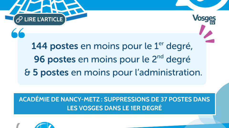 Académie de Nancy-Metz : Suppressions de 37 postes dans les Vosges